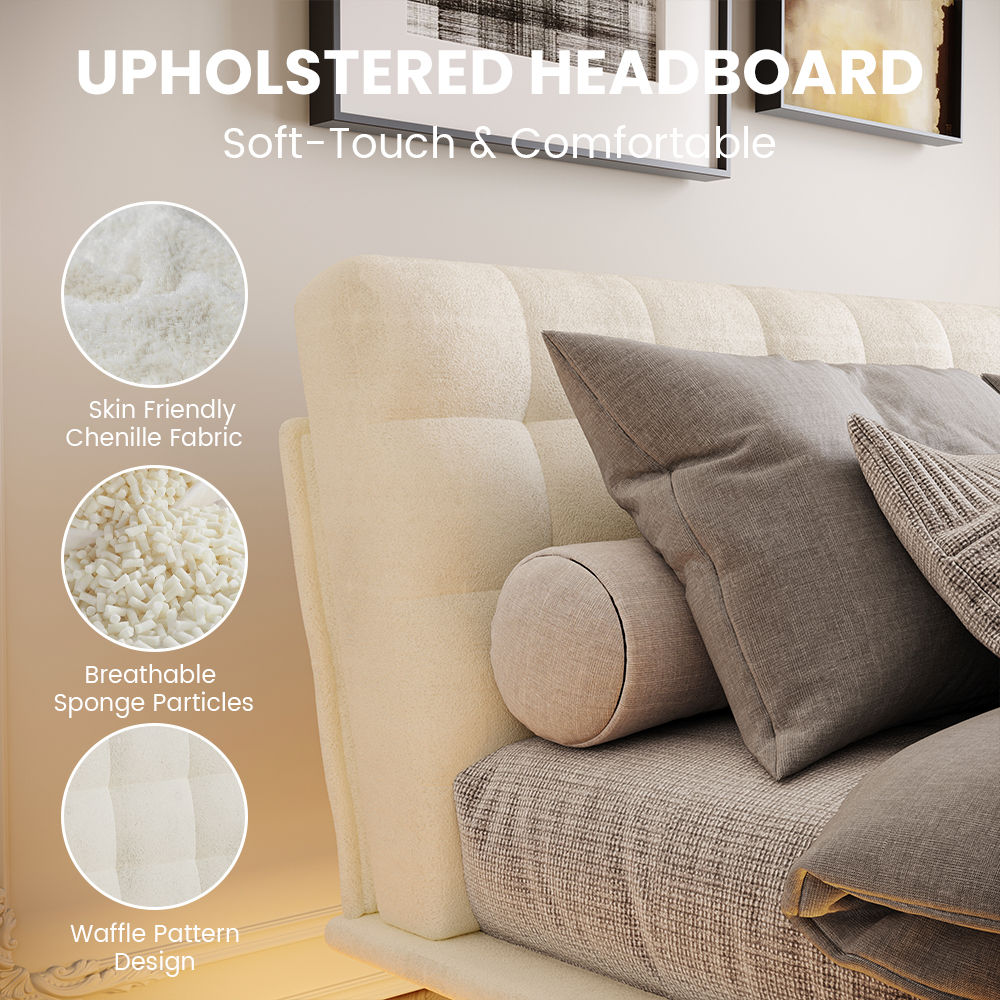 Upholstered Bed Frame Gray Chenille Beds
