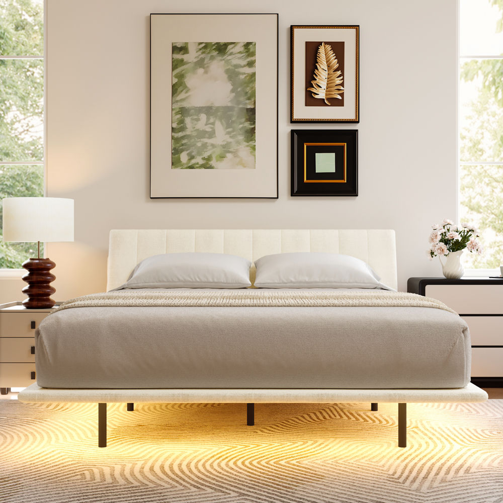 Partly Assemble White Chenille Beds
