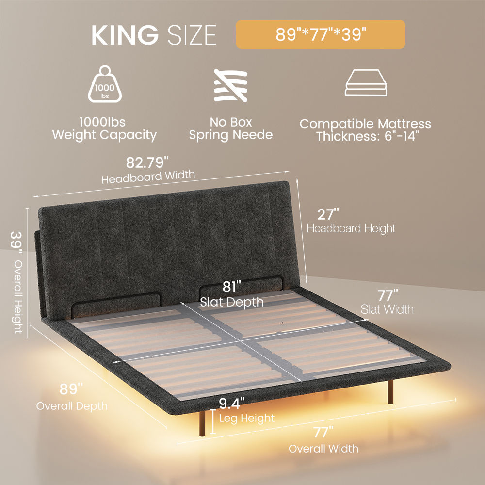 King Size Gray Chenille Beds