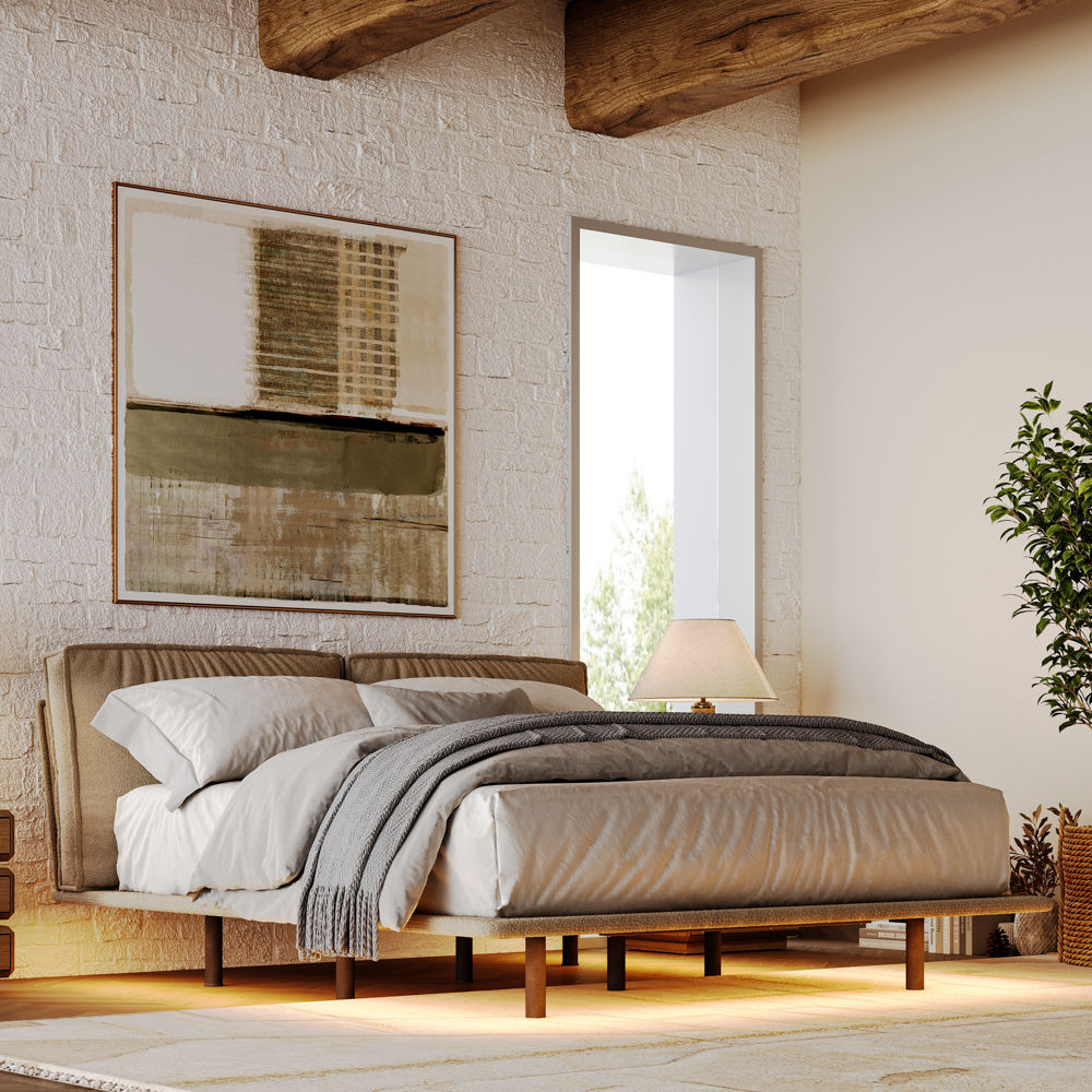 King Size Khaki Linen Beds