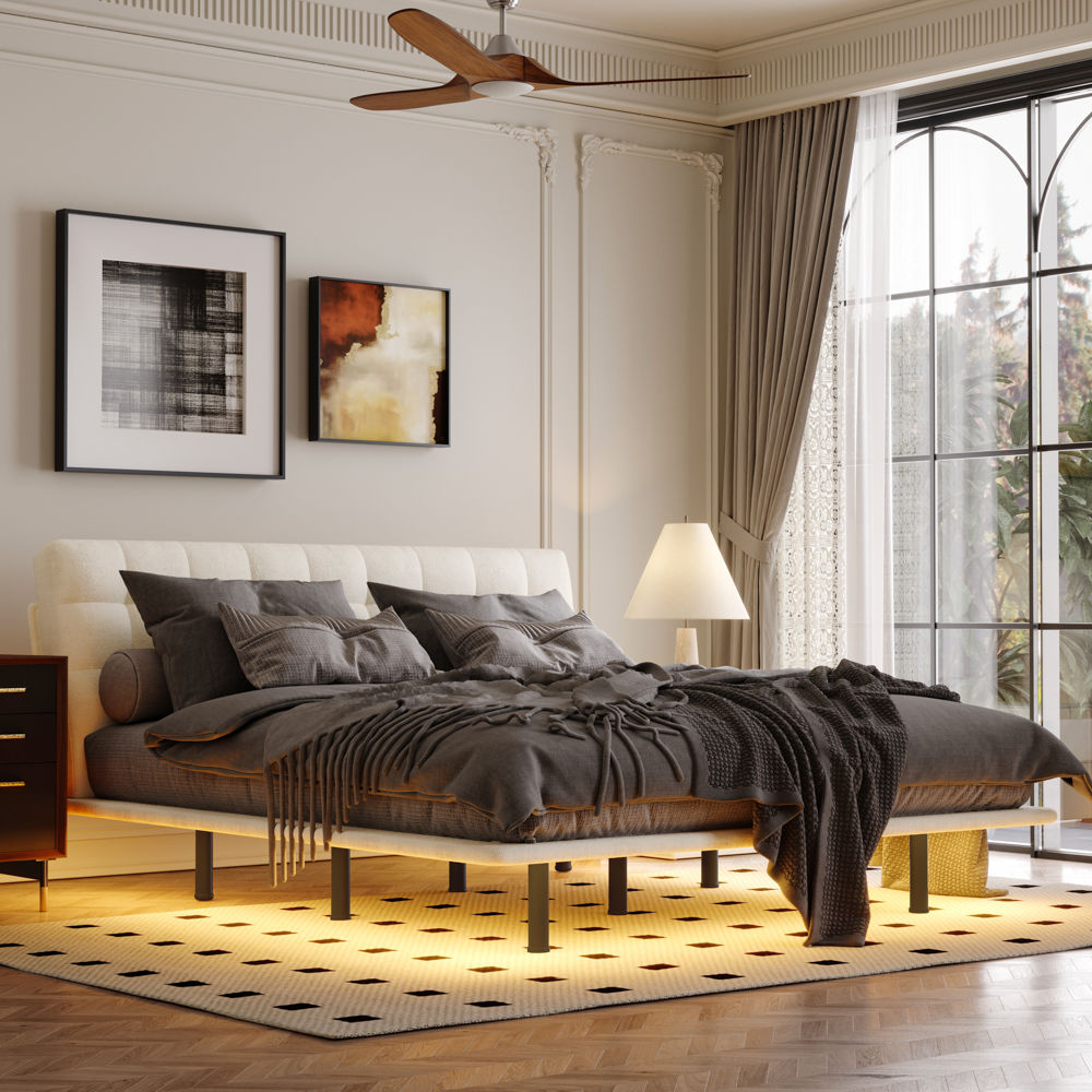 Modern White Chenille Beds