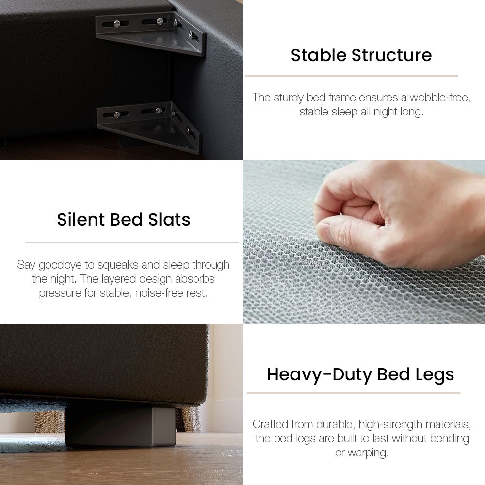 Partly Assemble Black Faux Leather Beds