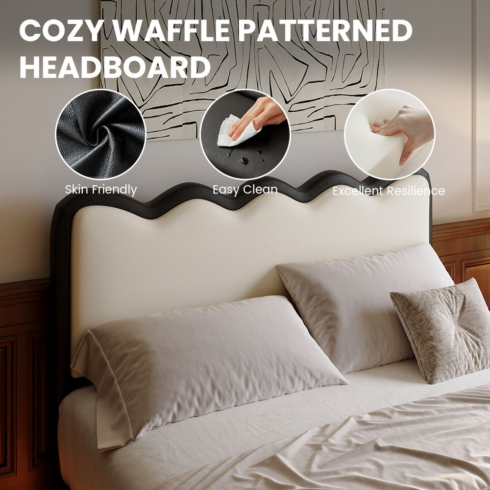 Floating Bed Frame White & Black Plywood Beds