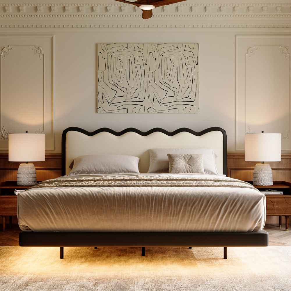 Floating White & Black Plywood Beds