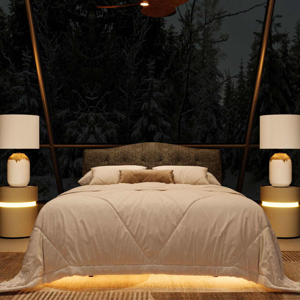 Floating Bed Frame Gray Chenille Beds