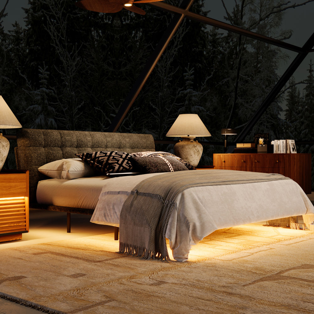 King Size Gray Chenille Beds