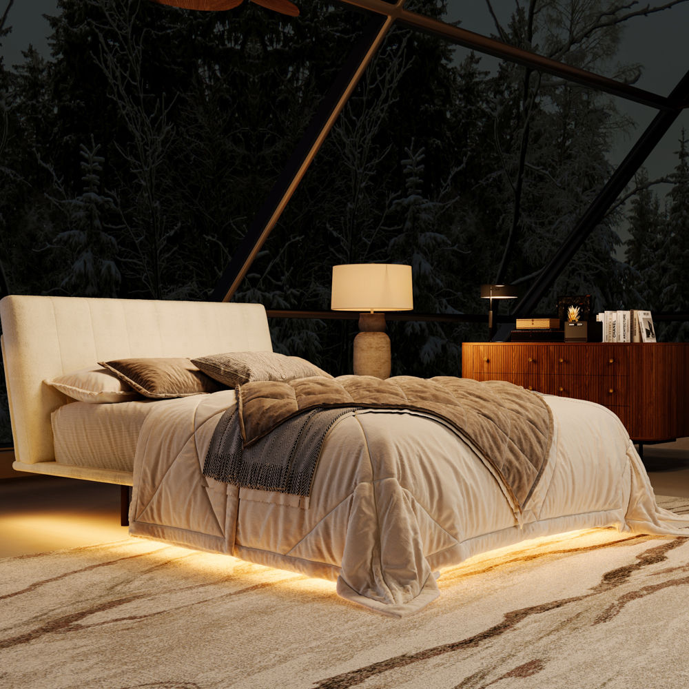 Modern White Chenille Beds