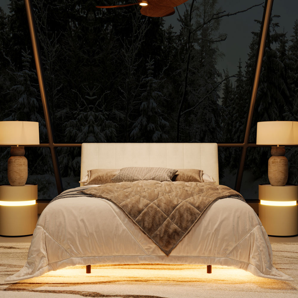 Platform Bed Frame White Chenille Beds