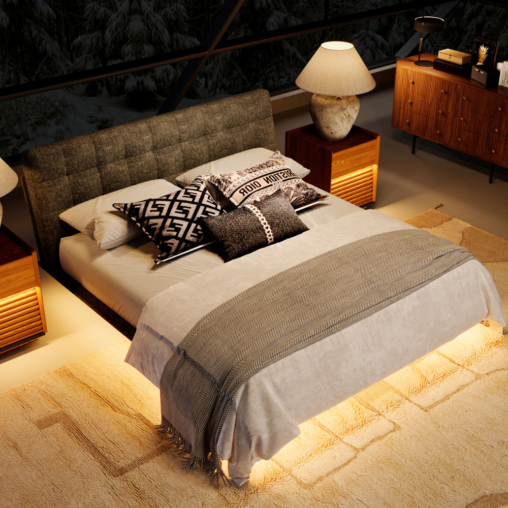 King Size Gray Chenille Beds