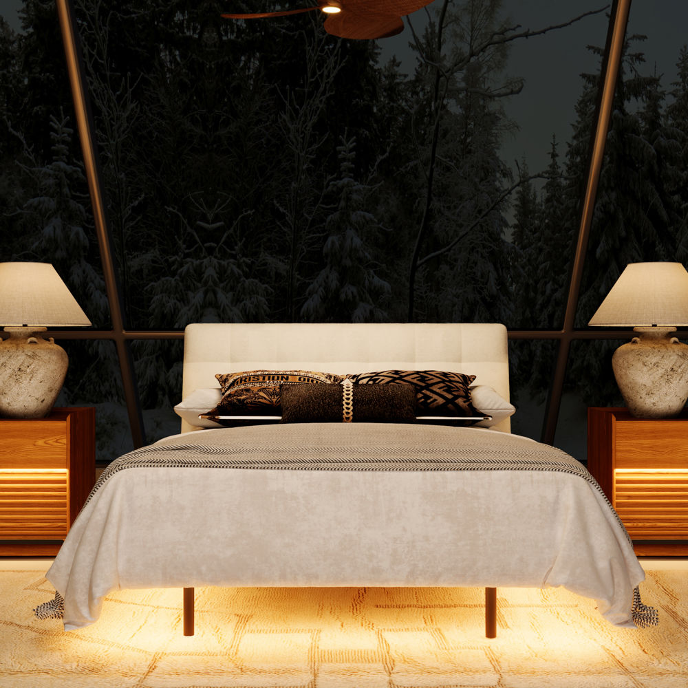 Upholstered Bed Frame White Chenille Beds