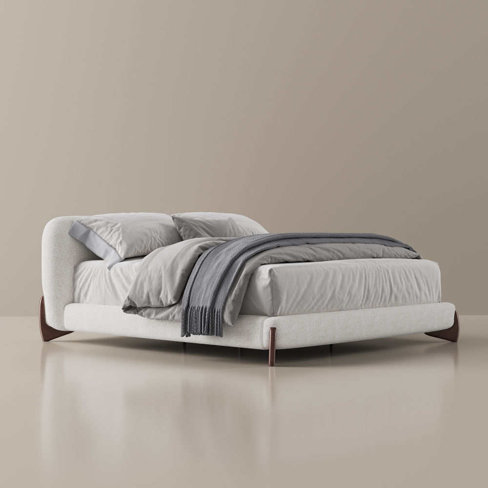 Upholstered Bed Frame Beige Boucle Beds