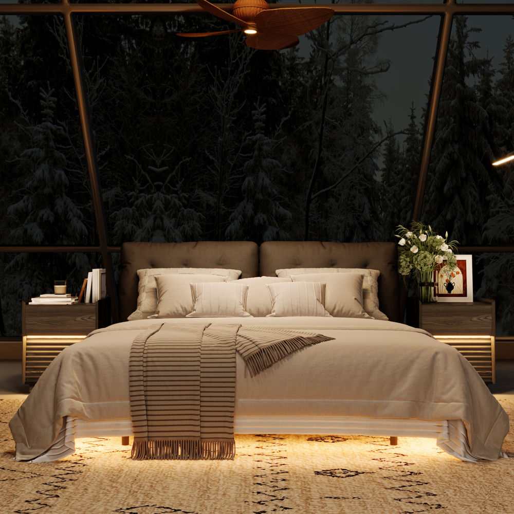 With Led Lights Linen Beds