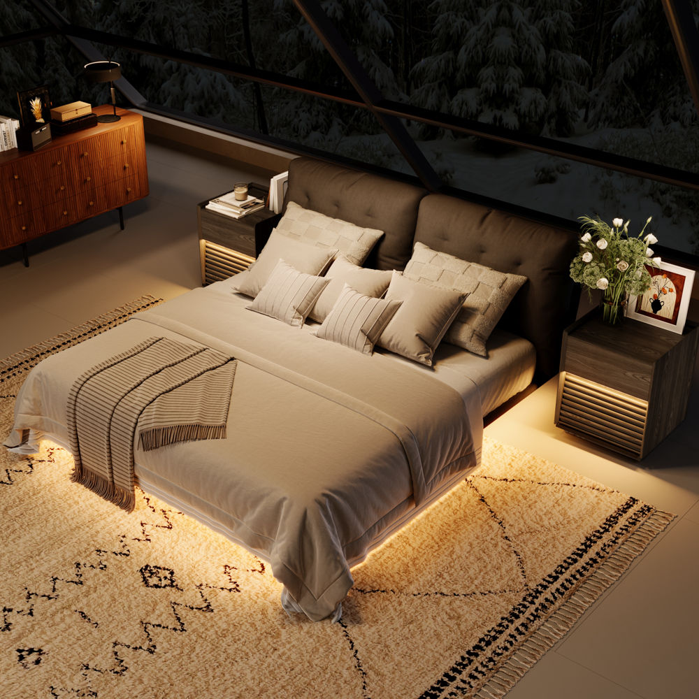 With Led Lights Linen Beds