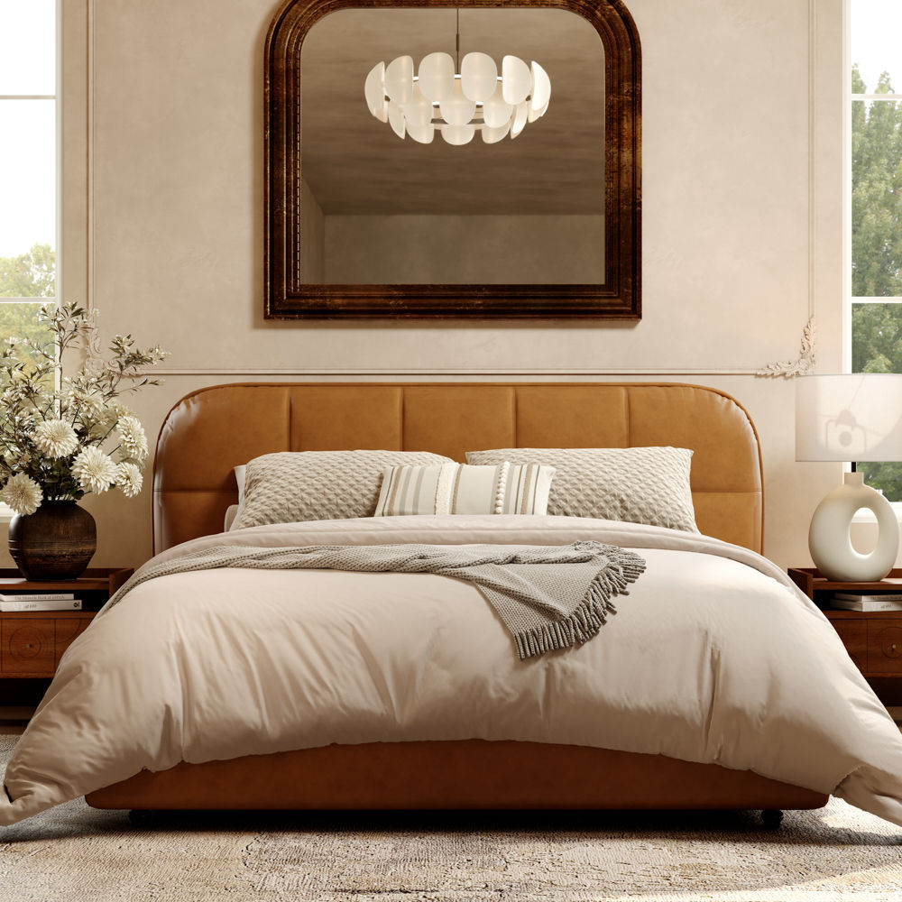 Leather Brown PU Leather Beds
