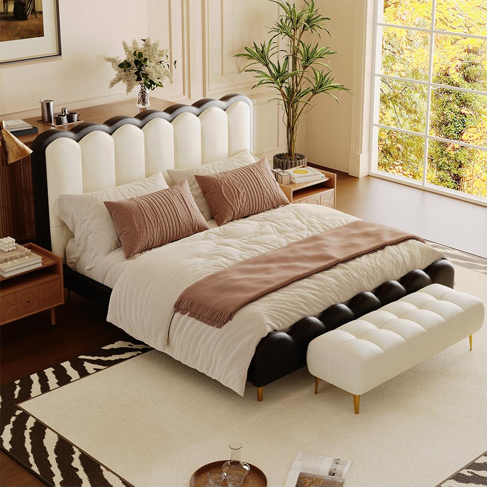 Ivory white & Black Ivory white & Black Leather Beds
