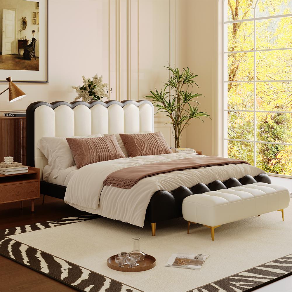 Ivory white & Black Ivory white & Black Leather Beds