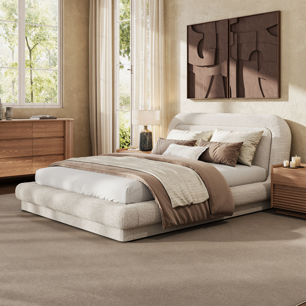 Modern Beige Chenille Beds