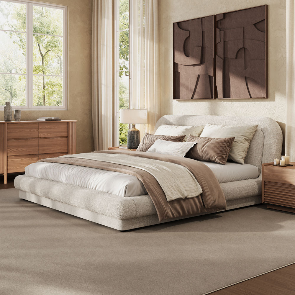 Modern Beige Chenille Beds