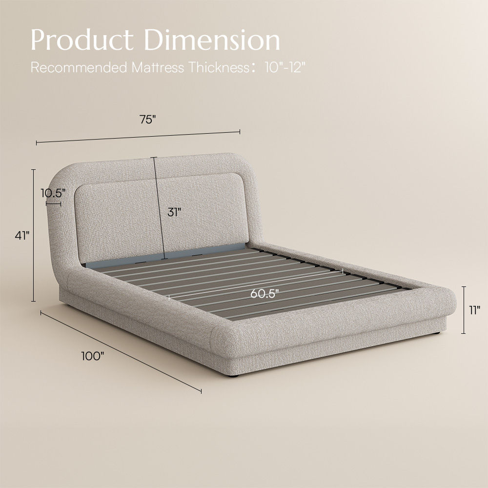 Platform Bed Frame Beige Chenille Beds