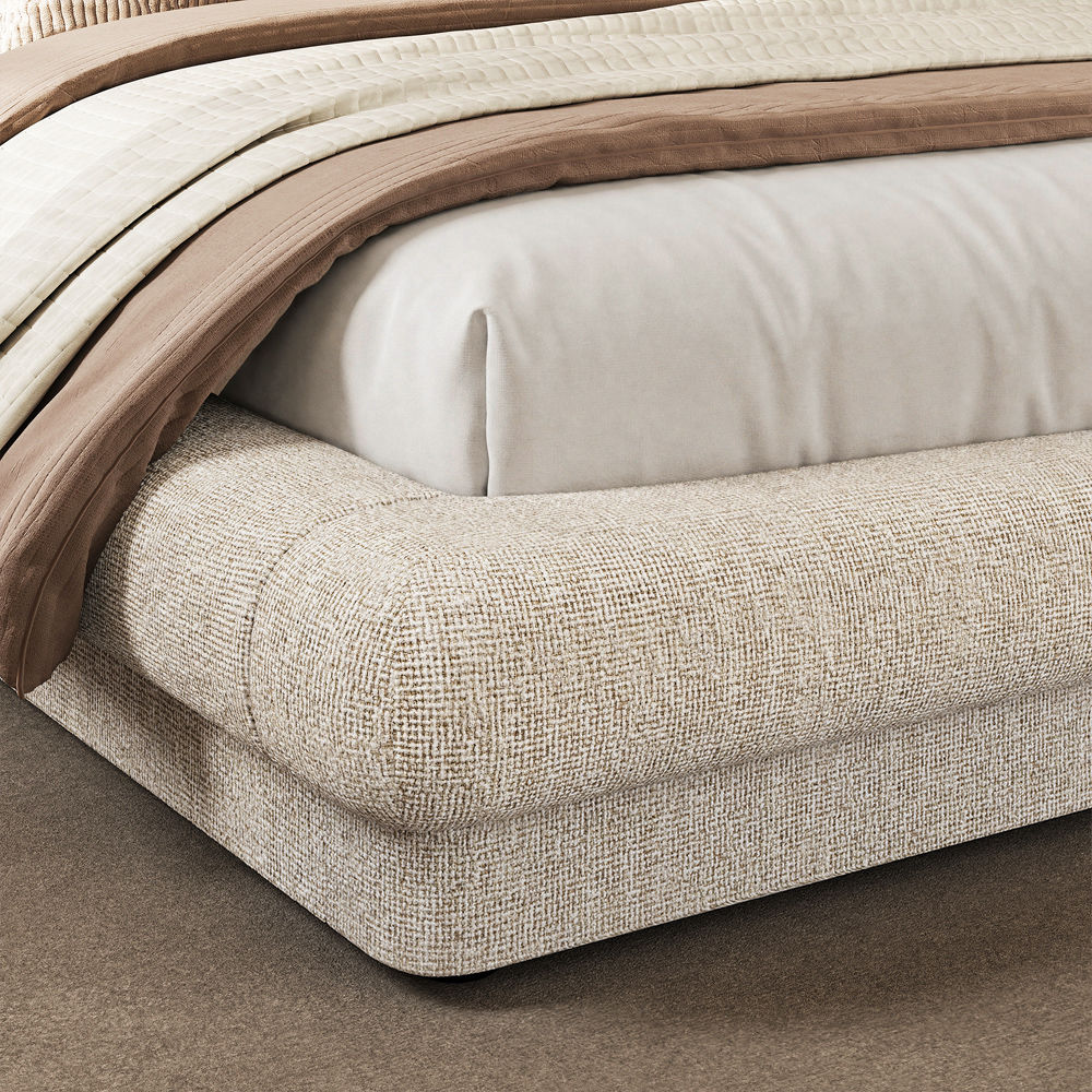 Upholstered Bed Frame Beige Chenille Beds