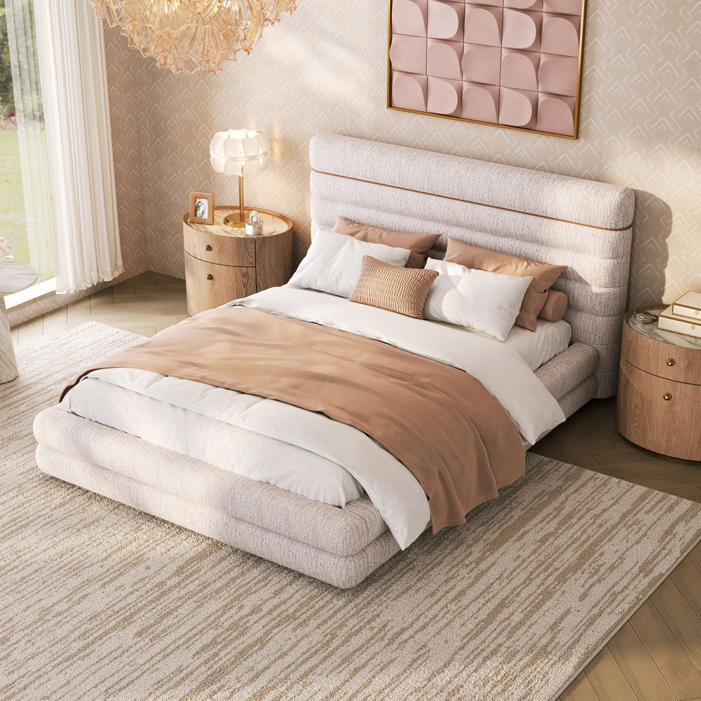 Modern Luxury Pink & White Chenille Beds