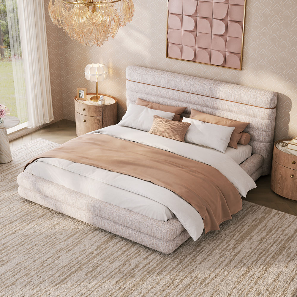 Mid-Century Modern Pink & White Chenille Beds
