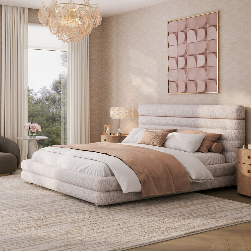 Modern Luxury Pink & White Chenille Beds