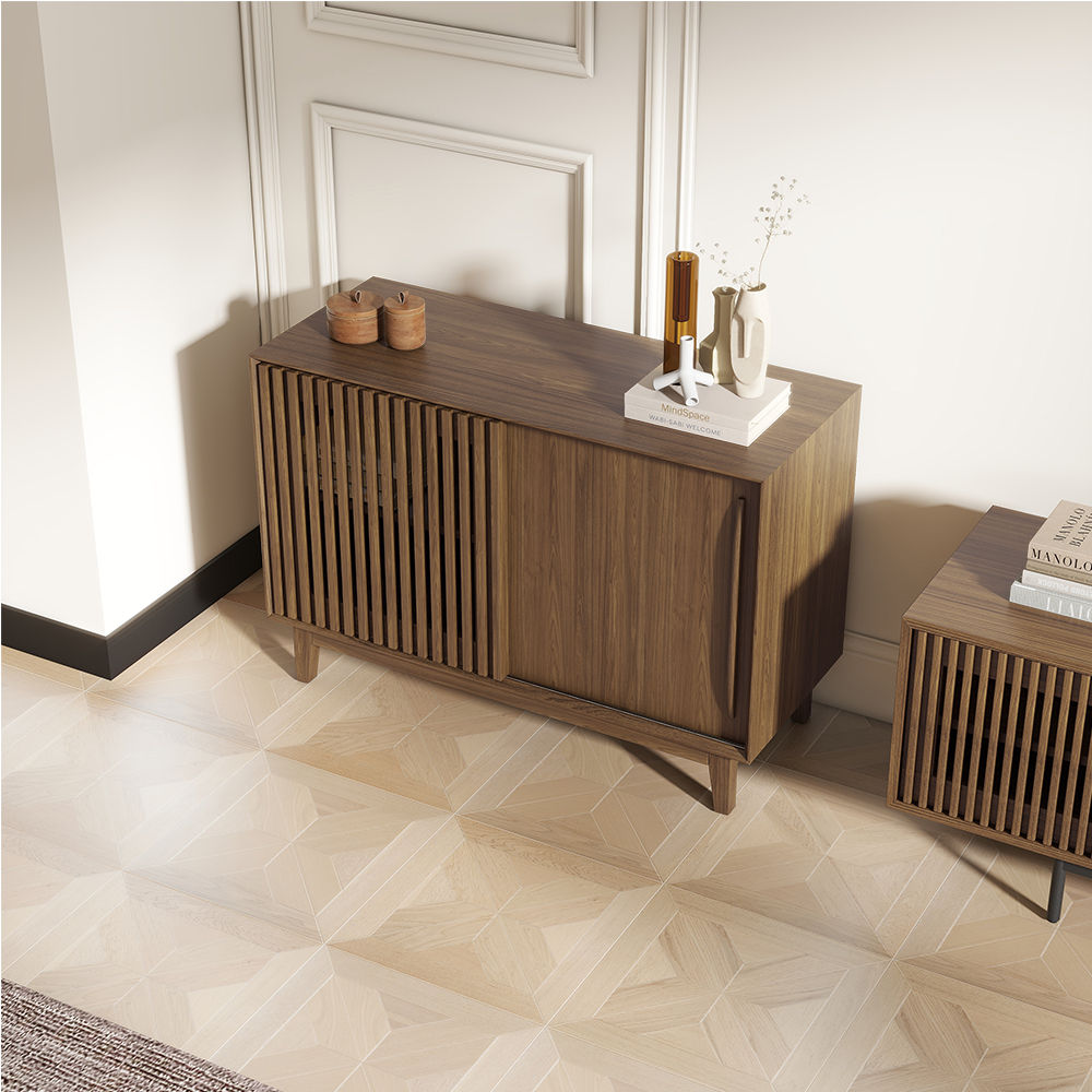Modern Minimalist Walnut Color MDF Cabinets & Chests