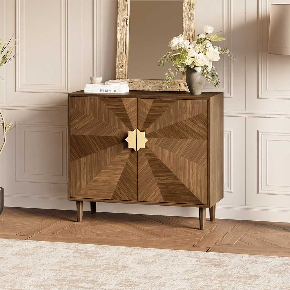 Mid Century Modern Walnut Color MDF Cabinets & Chests