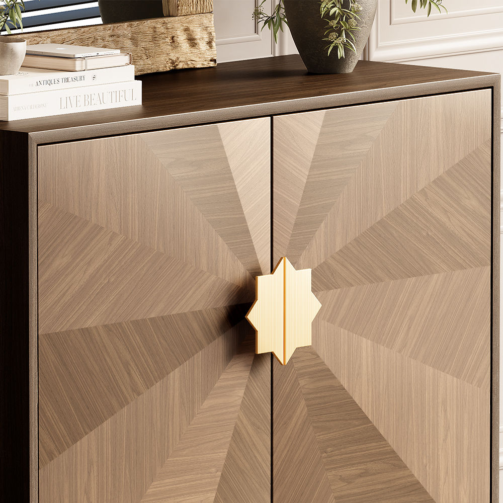 with Storage Walnut Color MDF Cabinets & Chests