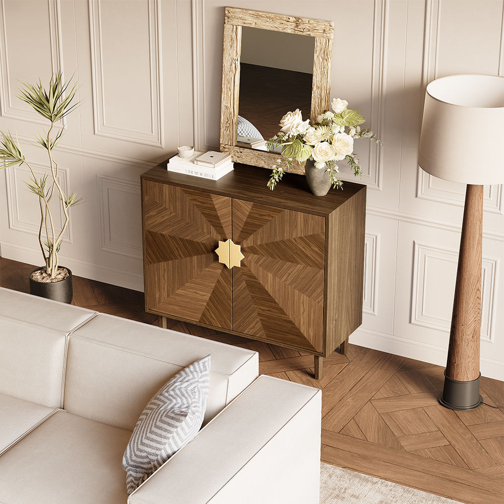 Mid Century Modern Walnut Color MDF Cabinets & Chests