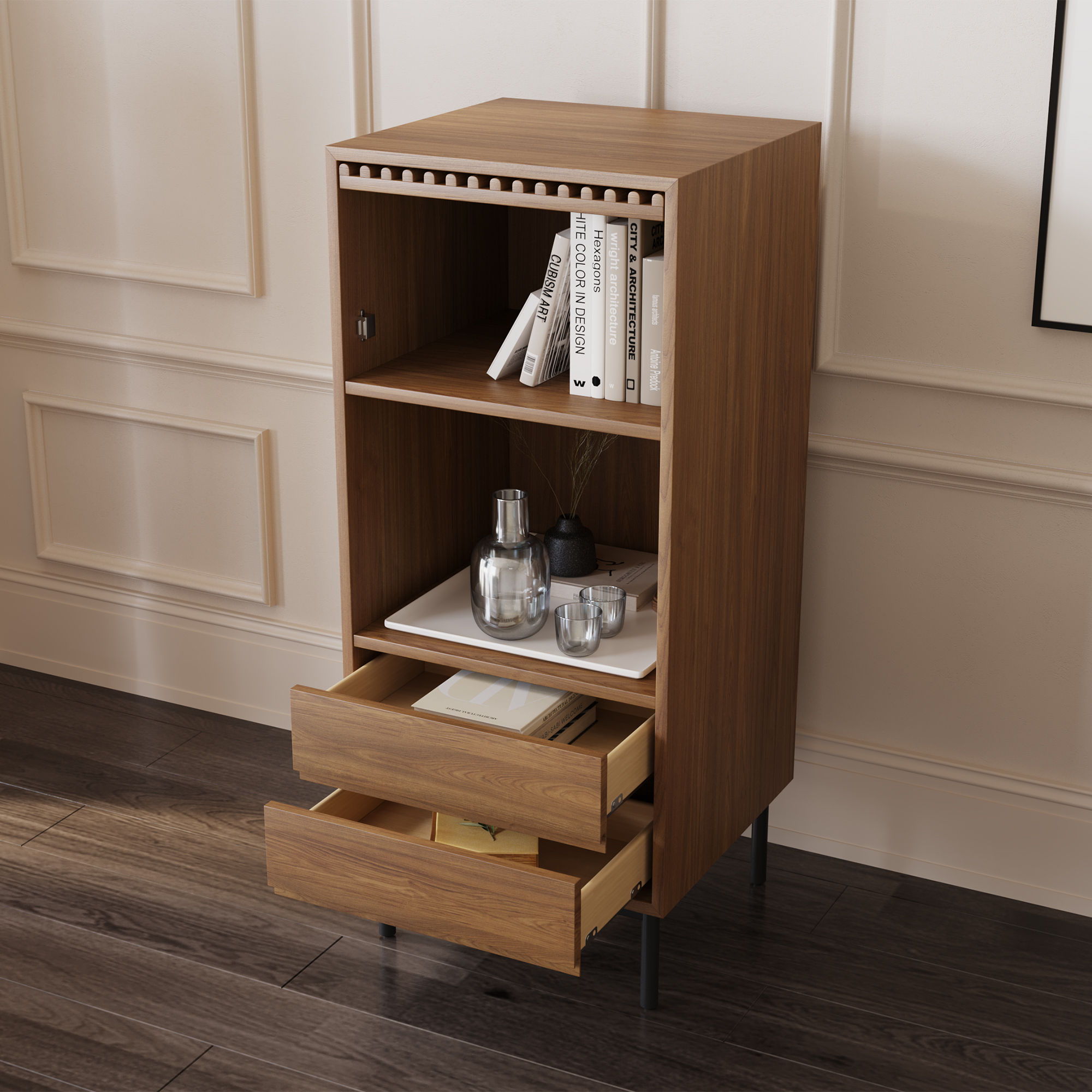 Partly Assemble Walnut Color Plywood Cabinets & Chests