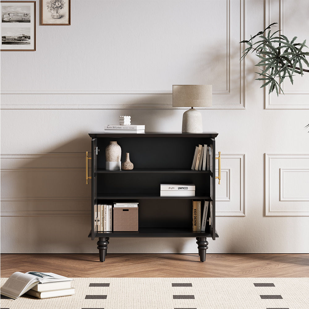 Mid Century Modern Black Plywood Cabinets & Chests