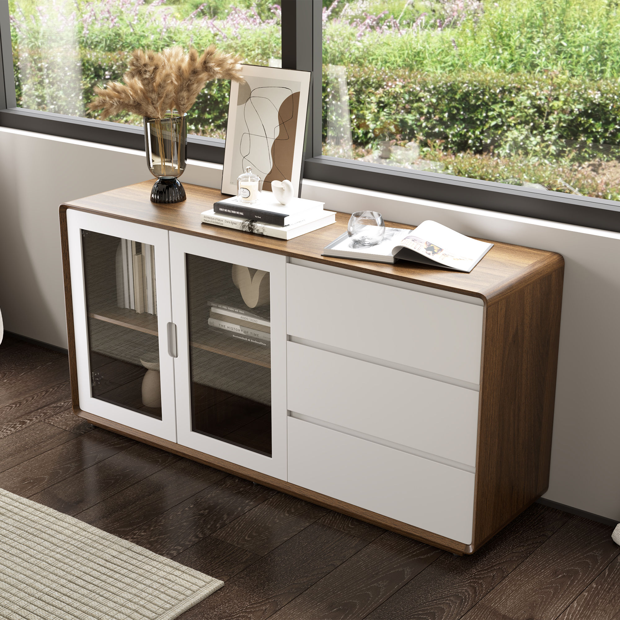 Fully Assemble Walnut & White MDF Cabinets & Chests