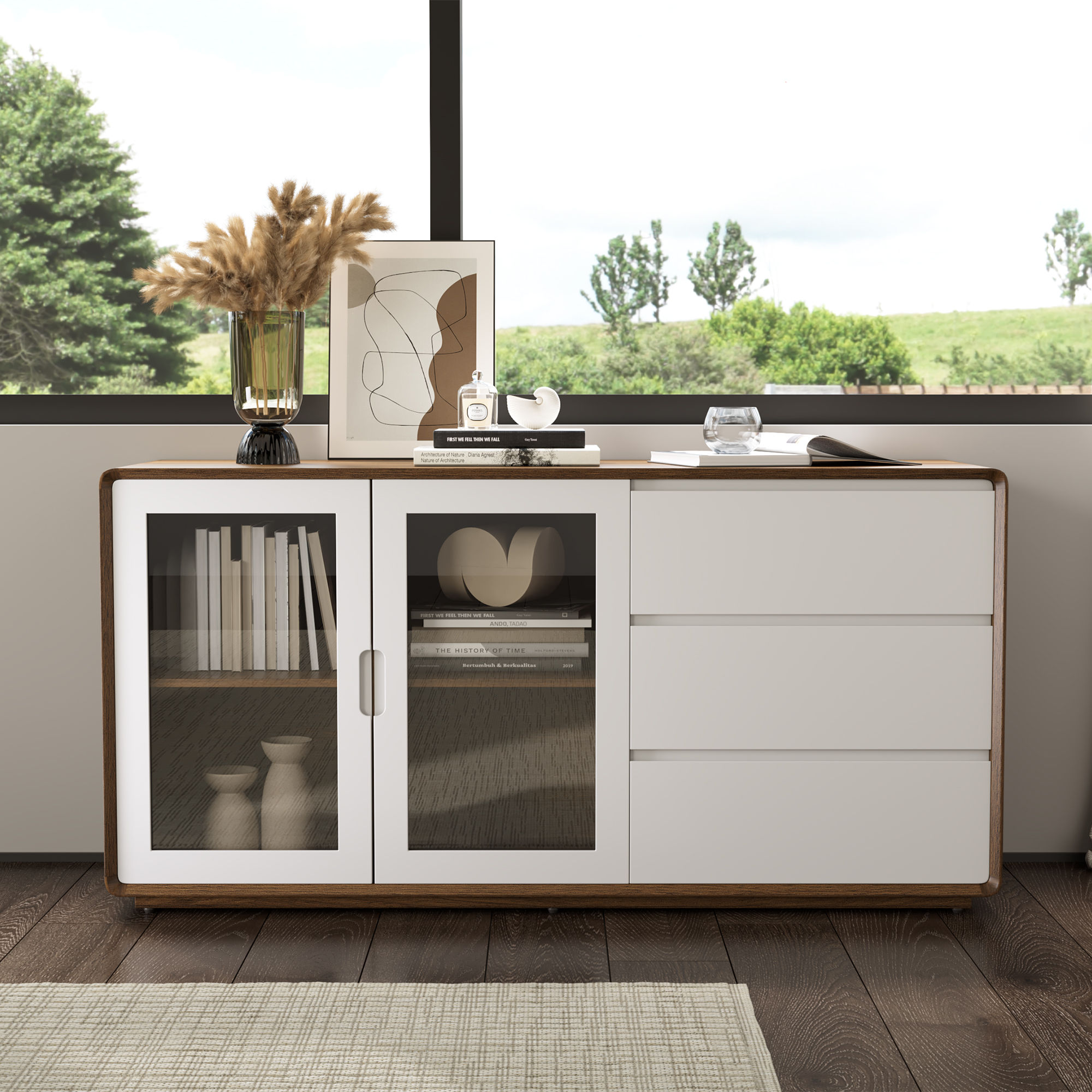 Wood Walnut & White MDF Cabinets & Chests