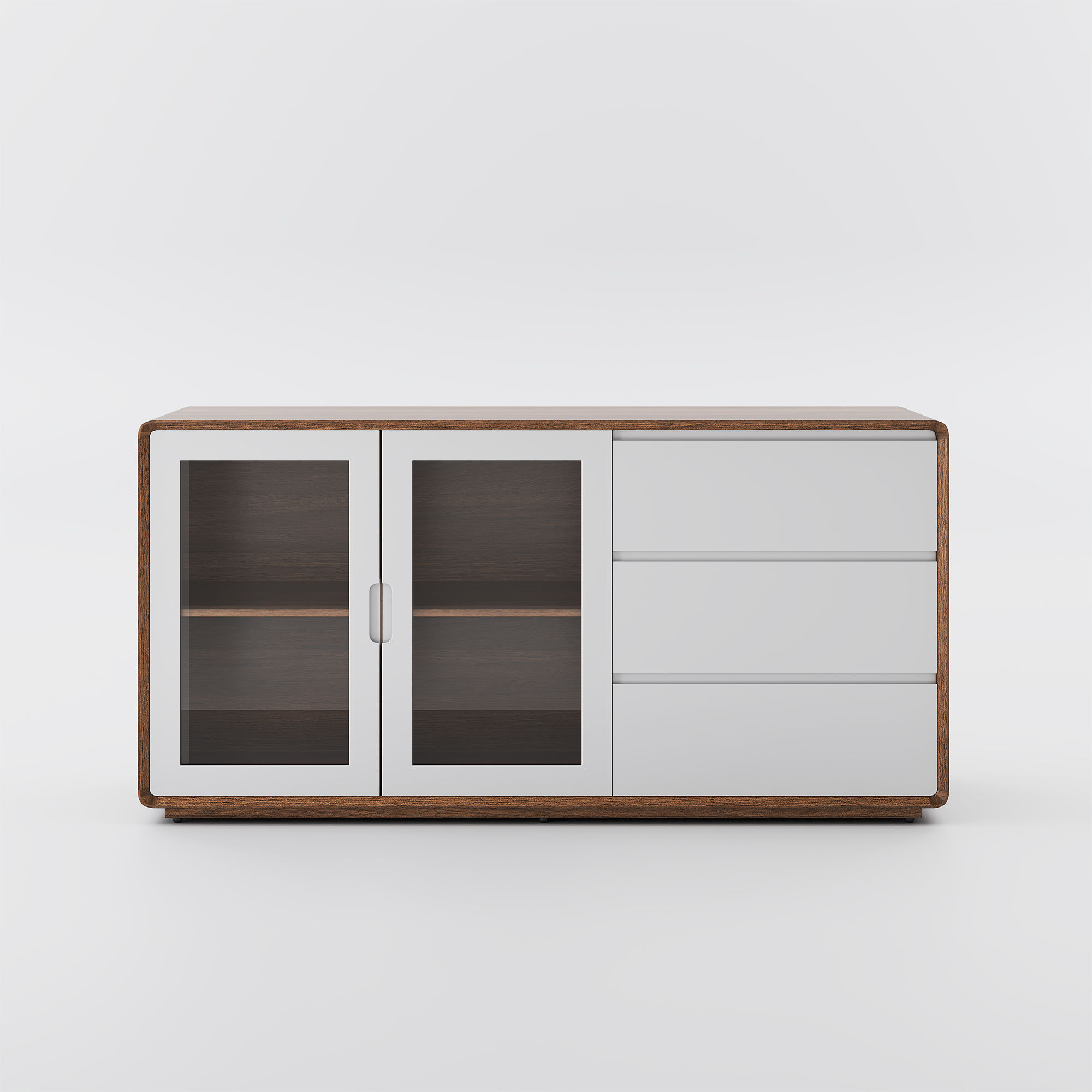 Mid Century Modern Walnut & White MDF Cabinets & Chests