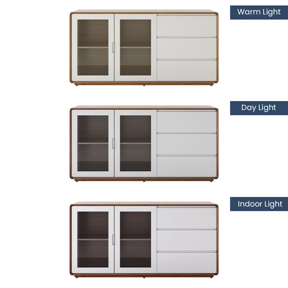 Wood Walnut & White MDF Cabinets & Chests