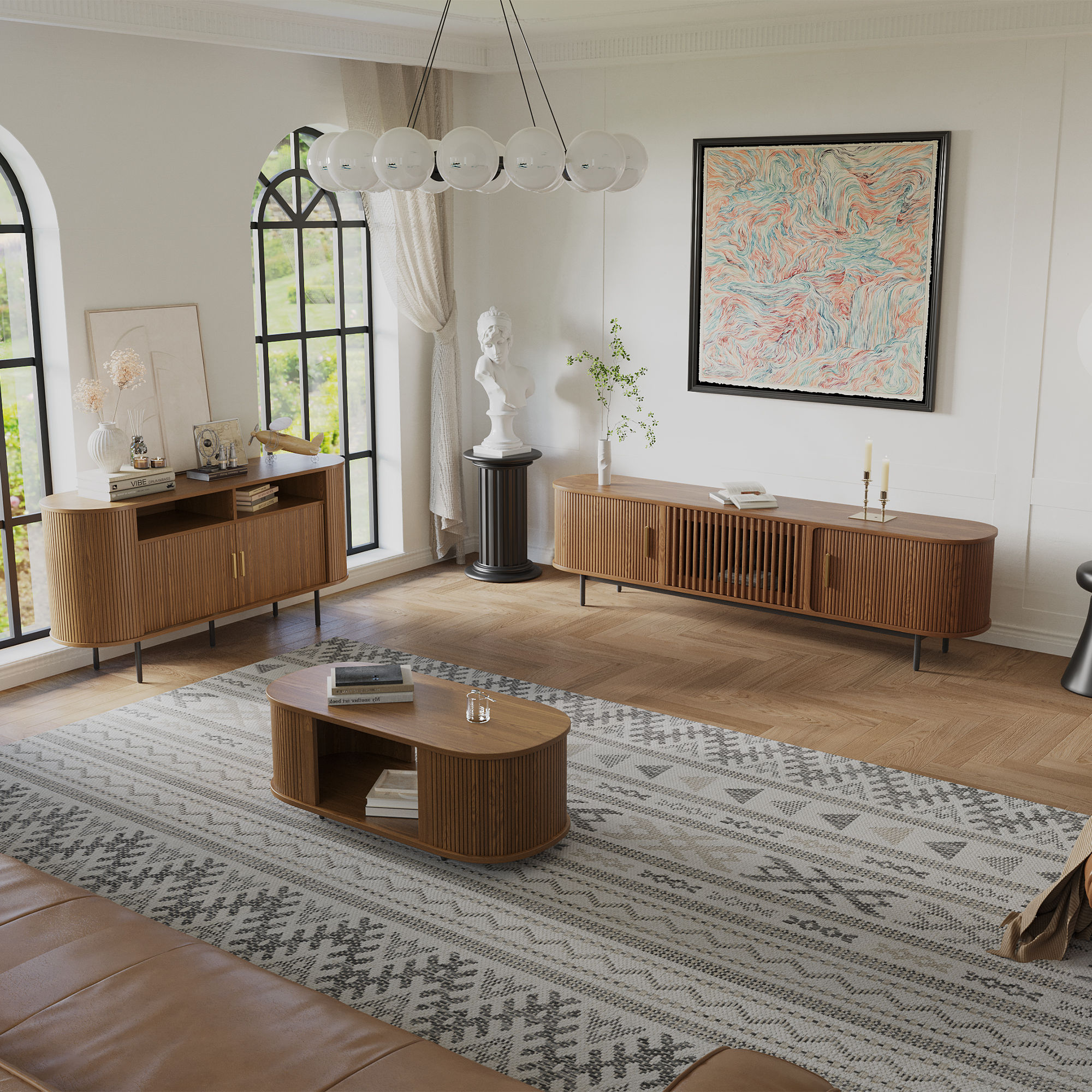 Partly Assemble Walnut Color Plywood Cabinets & Chests