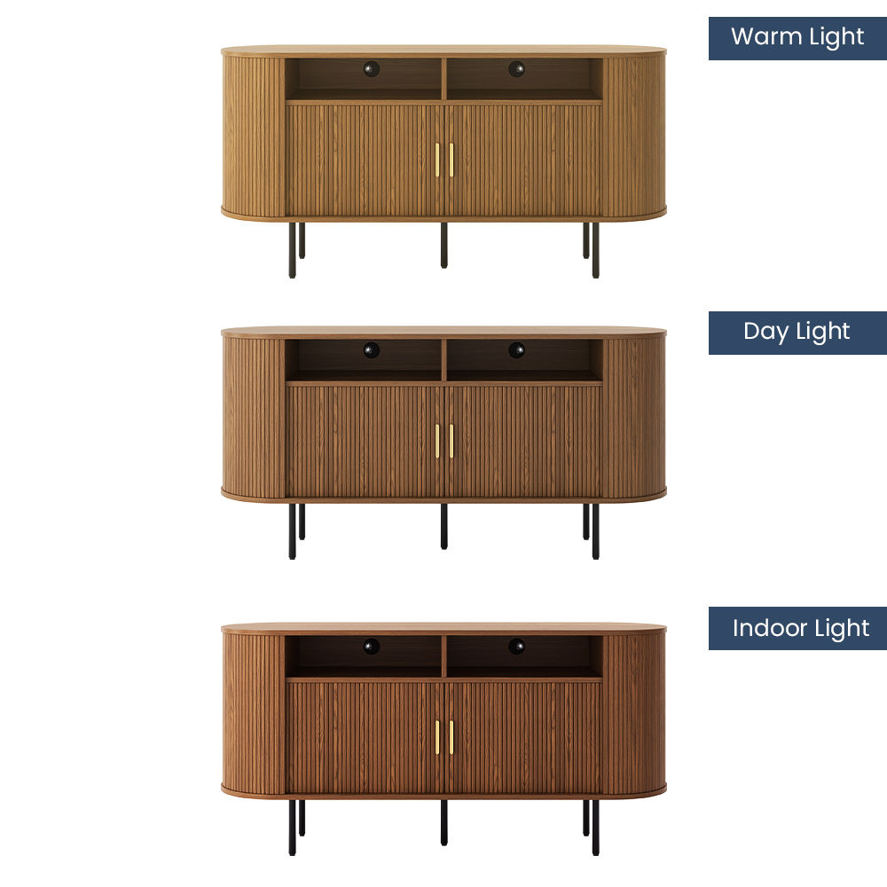 Metal Base Walnut Color Plywood Cabinets & Chests