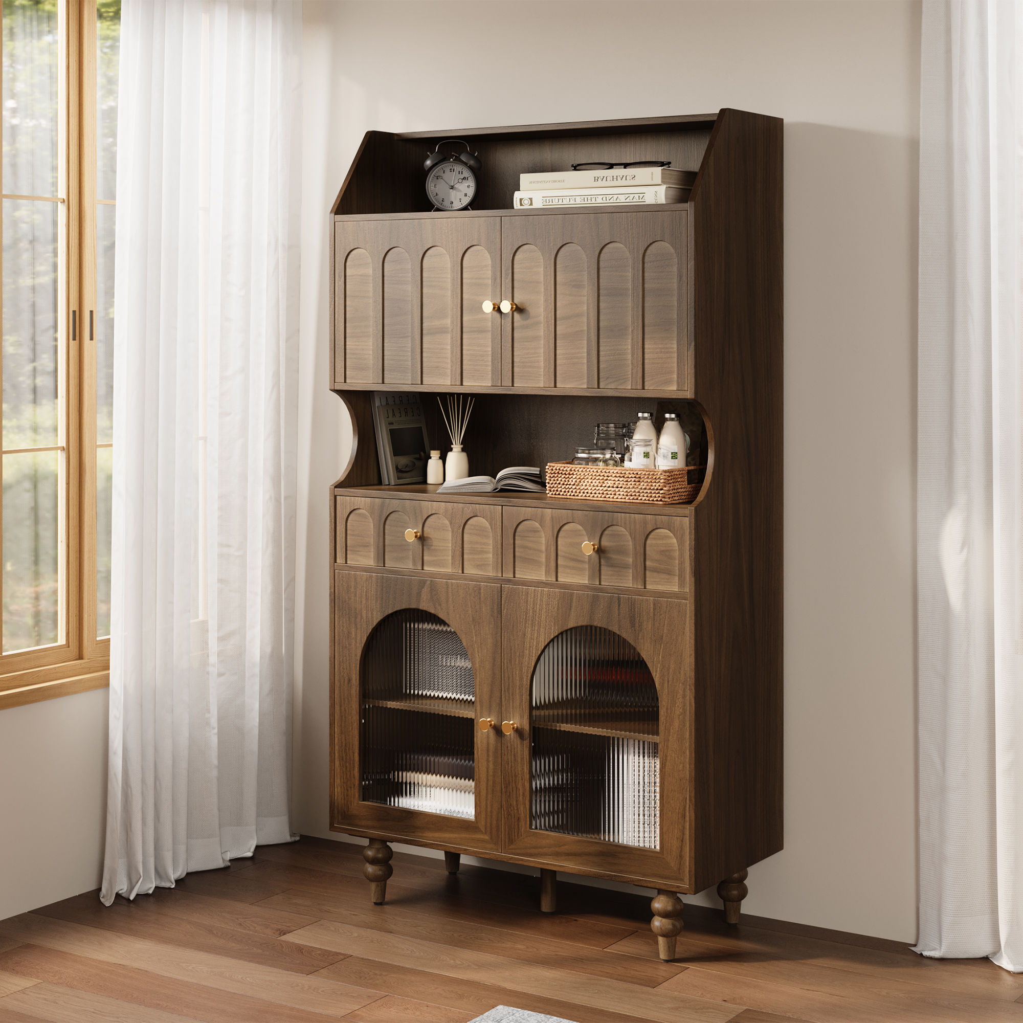 with Drawers Walnut Color Plywood Cabinets & Chests