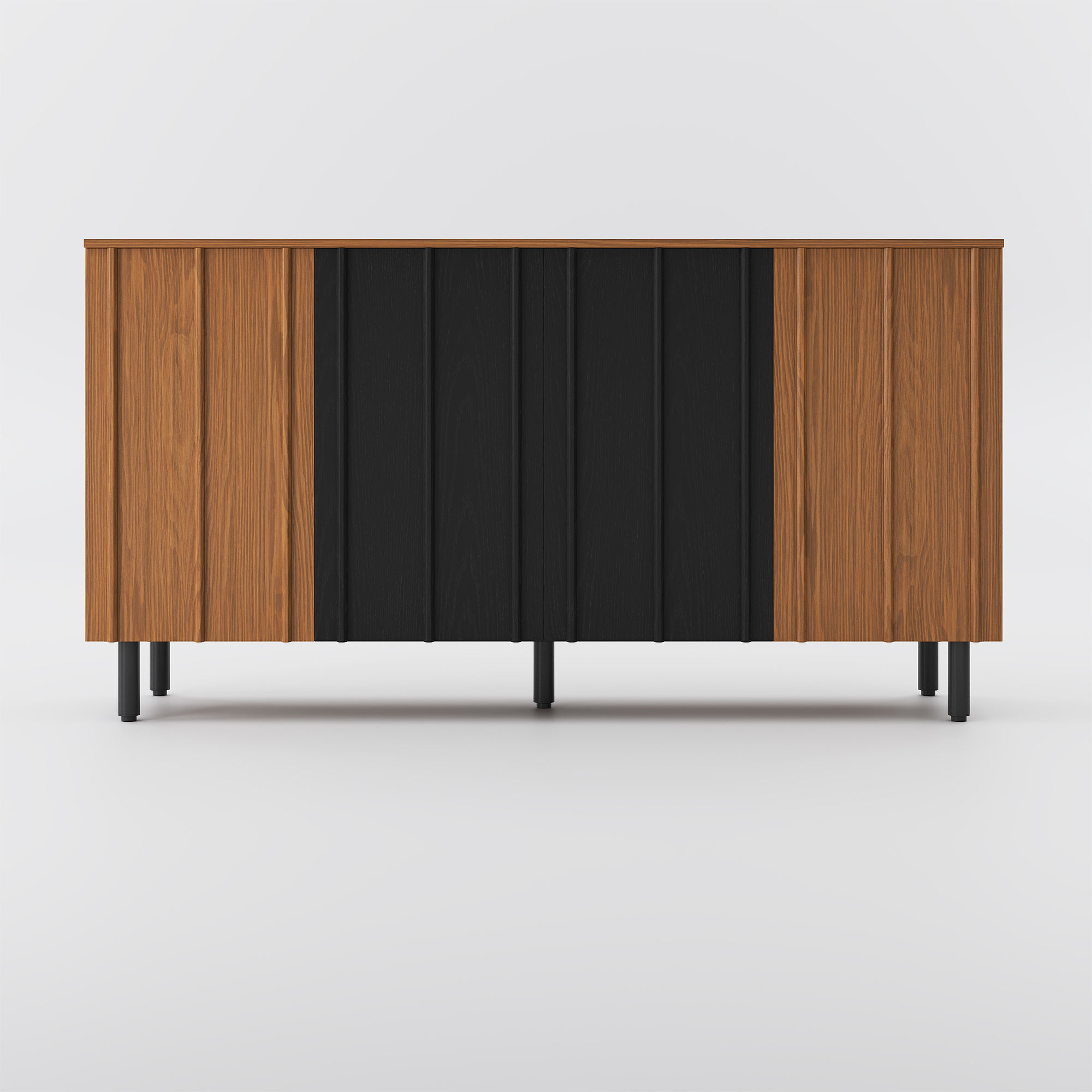 Mid Century Modern Walnut & Black Plywood Cabinets & Chests
