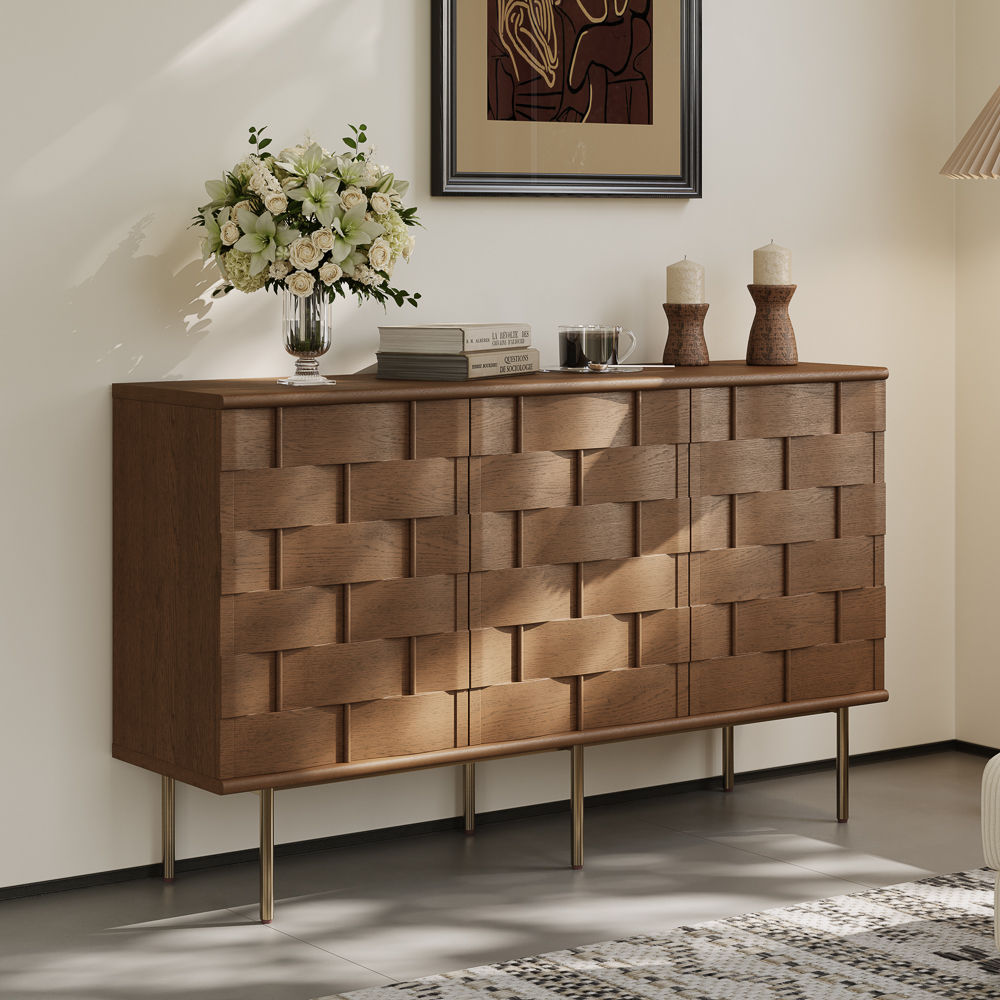 Wood Walnut Color MDF Cabinets & Chests