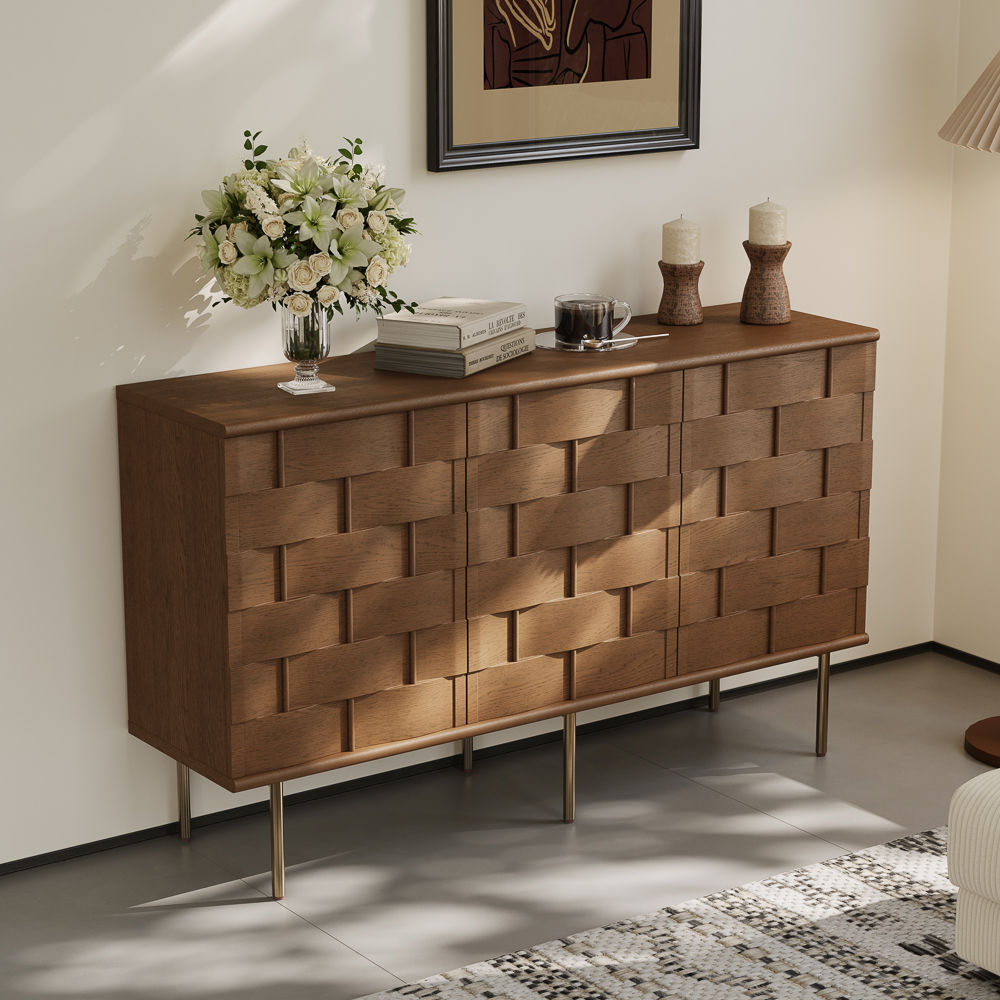 Wood Walnut Color MDF Cabinets & Chests