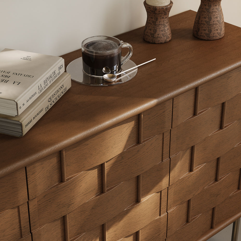 with Cabinets Walnut Color MDF Cabinets & Chests