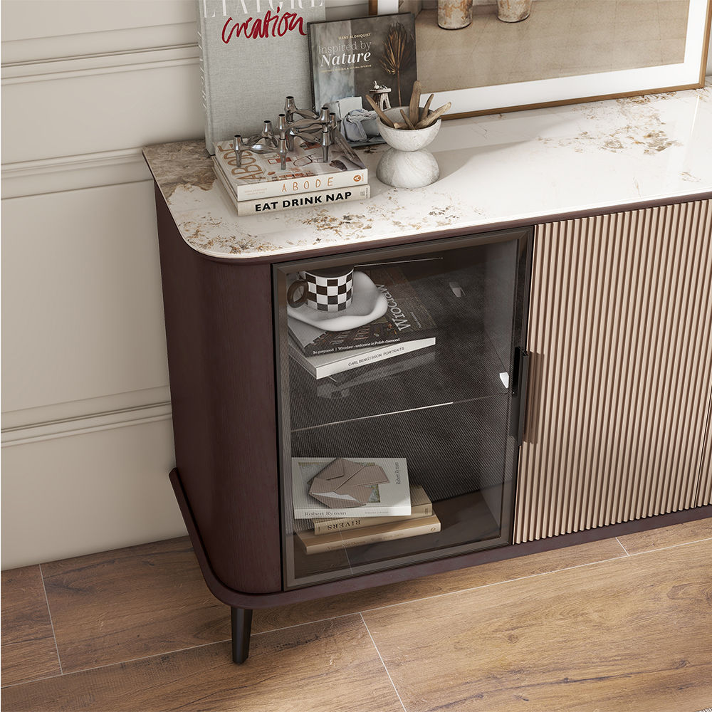 with Cabinets Dark Walnut & Khaki MDF Cabinets & Chests