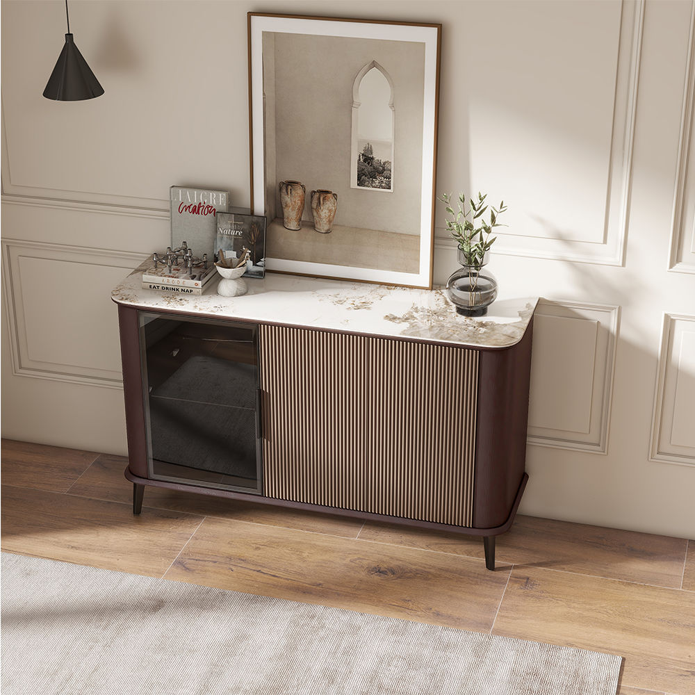 with Storage Dark Walnut & Khaki MDF Cabinets & Chests