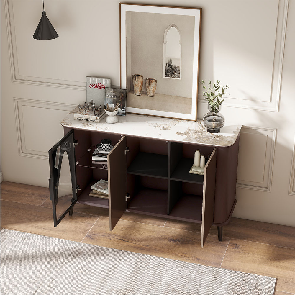 with Cabinets Dark Walnut & Khaki MDF Cabinets & Chests