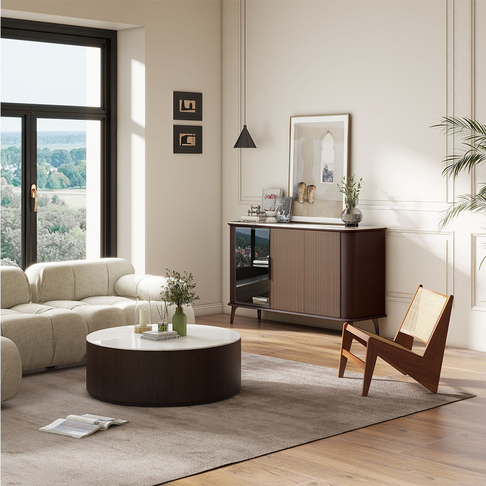 Partly Assemble Dark Walnut & Khaki MDF Cabinets & Chests
