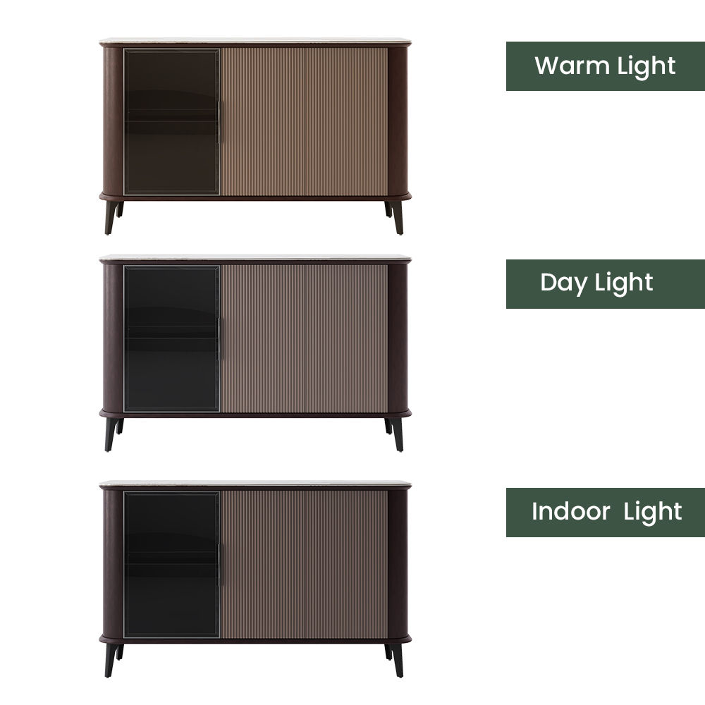 Modern Minimalist Dark Walnut & Khaki MDF Cabinets & Chests