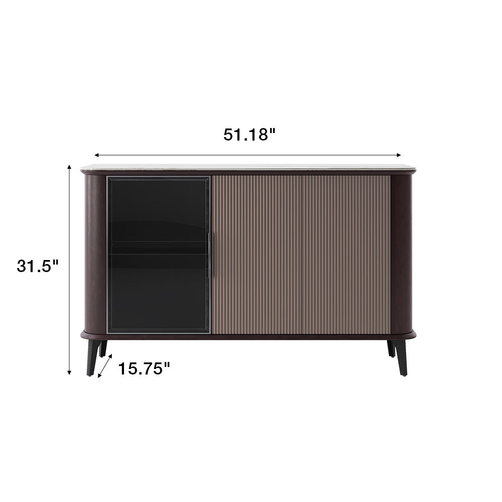 Metal Base Dark Walnut & Khaki MDF Cabinets & Chests
